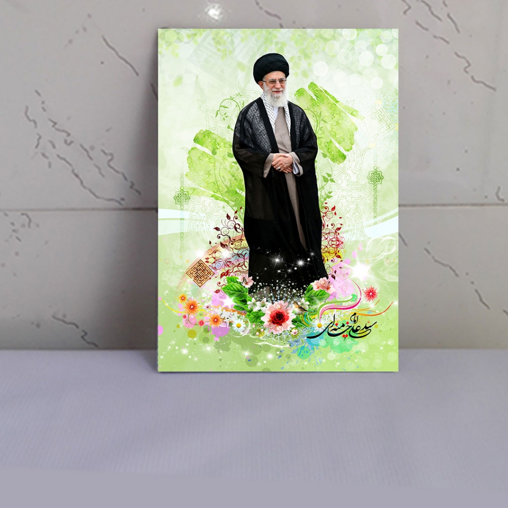 قاب شاسی عکس رهبری با طرح لبیک یا امام خامنه ای