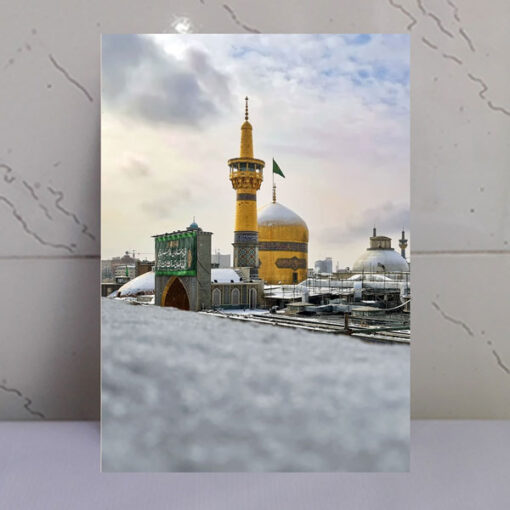 قاب شاسی گنبد حرم امام رضا(ع) روی برف