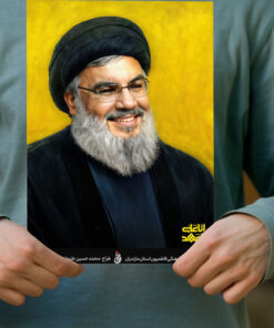 پوستر زیبای شهید سید حسن نصرالله انا علی العهد