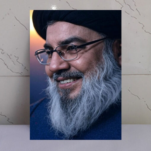 قاب شاسی عکس پرتره زیبای شهید سید حسن نصرالله