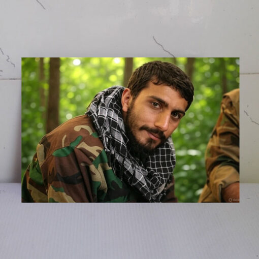 قاب شاسی شهید مصطفی قاب شاسی شهید مصطفی صدرزاده در بین درختان