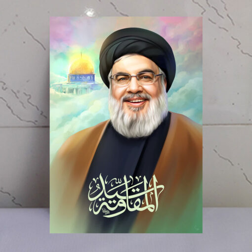قاب شاسی نقاشی شهید سید حسن نصرالله و قدس