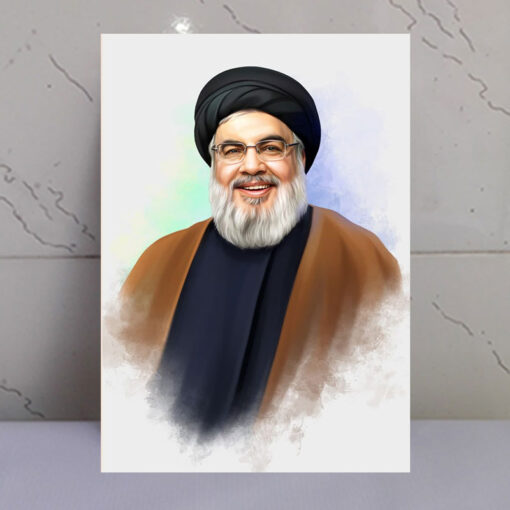 قاب شاسی نقاشی شهید سید حسن نصرالله باکیفیت فوق العاده