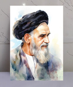 قاب شاسی نقاشی آبرنگی امام خمینی(ره)
