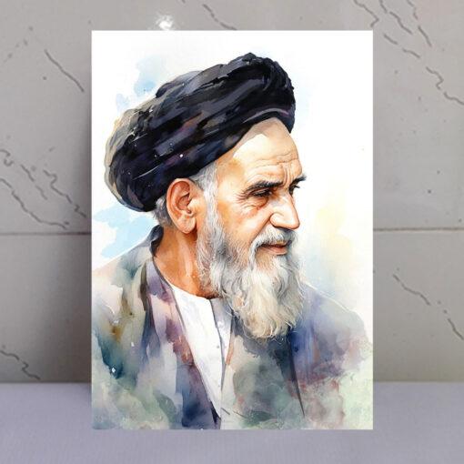 قاب شاسی نقاشی آبرنگی امام خمینی(ره)