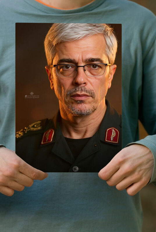 پوستر پرتره زیبای شهید سردار محمد باقری