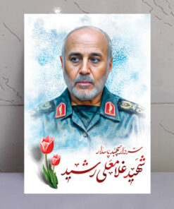 قاب شاسی نقاشی آبرنگی شهید سردار غلامعلی رشید