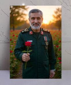 قاب شاسی شهید حاجی زاده با دسته گل