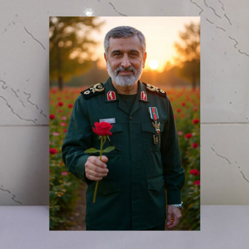 قاب شاسی شهید حاجی زاده با دسته گل