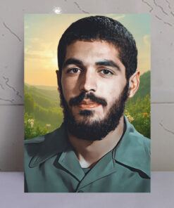 قاب شاسی شهید ابراهیم هادی با زمینه دشت و صحرا