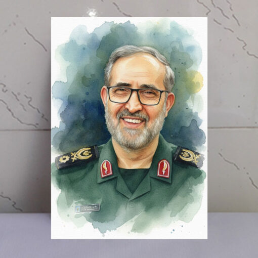 قاب شاسی تصویر آبرنگی شهید علی شادمانی