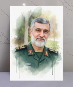 قاب شاسی تصویر آبرنگی سردار شهید حاجی زاده