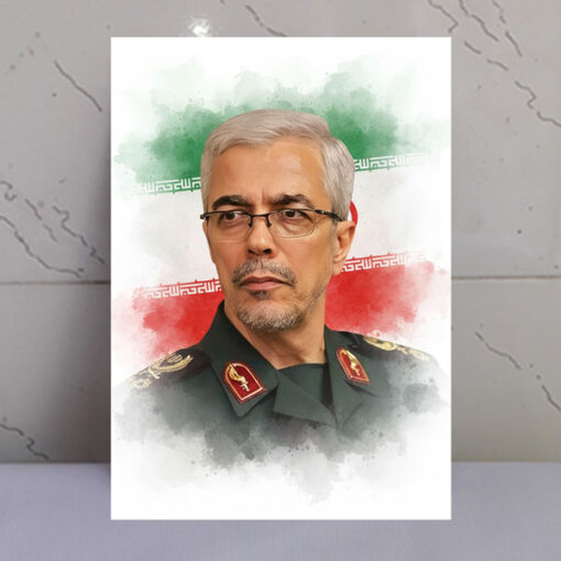قاب شاسی سردار شهید محمد باقری/طرح زمینه پرچم ایران