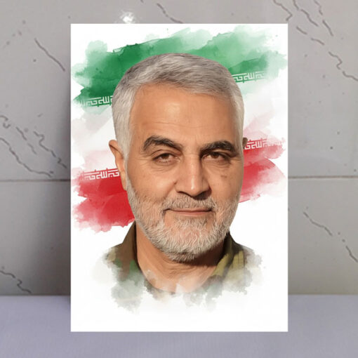 قاب شاسی سردار شهید قاسم سلیمانی/طرح زمینه پرچم ایران