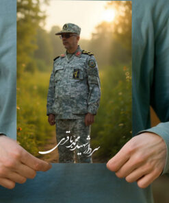 پوستر شهید سردار محمد باقری در جنگل زیبا