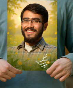 پوستر شهید علی خلیلی با پس زمینه جنگل