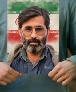 پوستر شهید آوینی با پس زمینه پرچم ایران