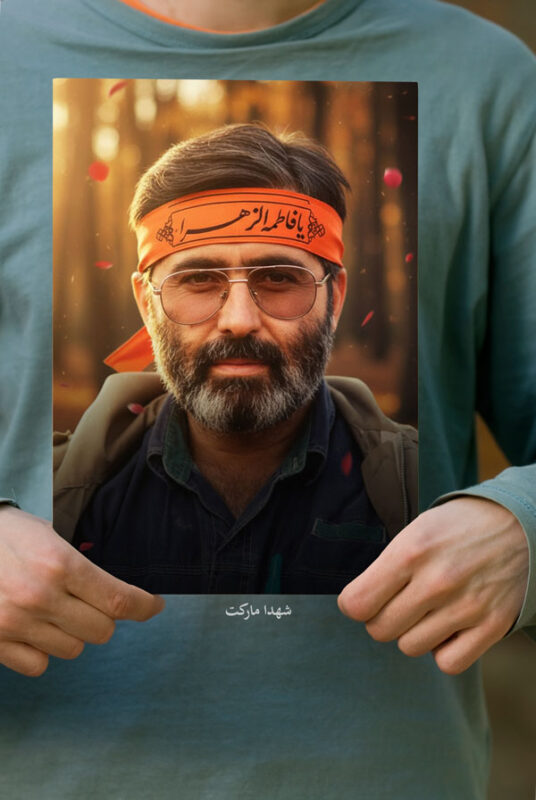 پوستر شهید سید مرتضی آوینی با سربند یا زهرا(س)