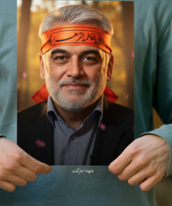 پوستر دانشمند شهید محمدمهدی طهرانچی با سربند یا زهرا(س)
