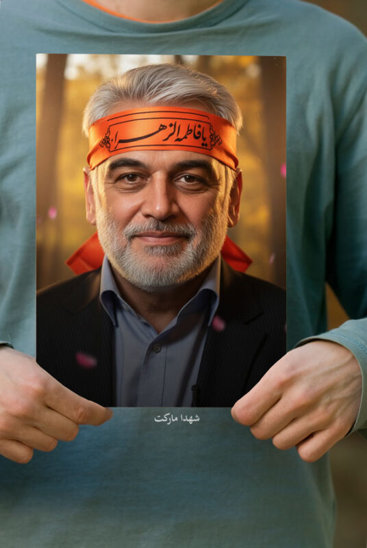 پوستر دانشمند شهید محمدمهدی طهرانچی با سربند یا زهرا(س)