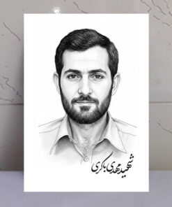 قاب شاسی بسیار زیبای شهید مهدی باکری نقاشی خطی
