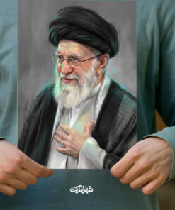 پوستر نقاشی رهبر شهید دست بر سینه