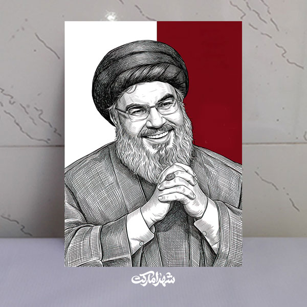 قاب شاسی تصویر خطی شهید سید حسن نصرالله قاب شاسی تصویر خطی شهید سید حسن نصرالله