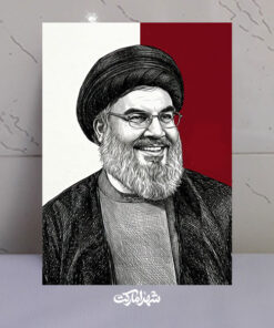 قاب شاسی تصویر خطی لبخند شهید سید حسن نصرالله