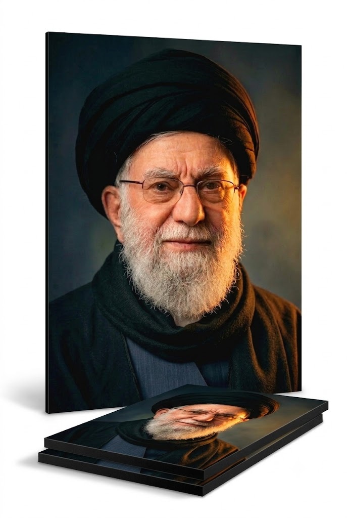 قاب شاسی رهبر شهید با شال و پیراهن مشکی قاب شاسی رهبر شهید با شال و پیراهن مشکی